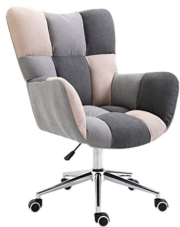 uemlle Chef-Computer-schreibtischstuhl, Ergonomischer Stoff-schreibtischstuhl Mit Weichem Sitzkissen Und Rädern, Höhenverstellbar,50 * 40 * 92-100cm(Size:50 * 50 * 92-100cm,Color:Rosa-Grau)