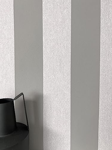 Newroom Tapete Grau Vliestapete Streifen - Streifentapete Modern Hellgrau Linien Streifen Landhaus Linien inkl. Tapezier-Ratgeber