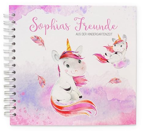 Feenstaub Einhorn Freundebuch Kindergarten, Freundschaftsbuch personalisiert mit Namen, Meine Kindergartenfreunde, Geschenk Kindergartenkind, Kita Freundebuch Einhörner