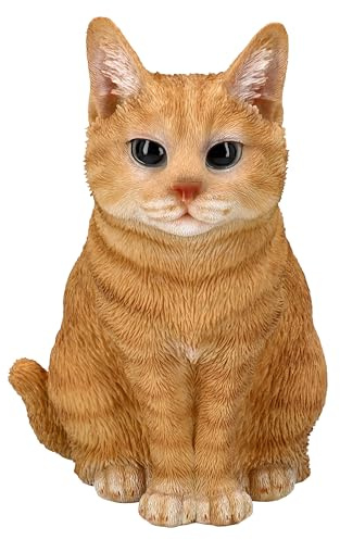 Katzenfigur Getigerter Kater 19,5 cm - Orange Katze Figur Dekofigur Geschenk für Katzenliebhaber Hotant
