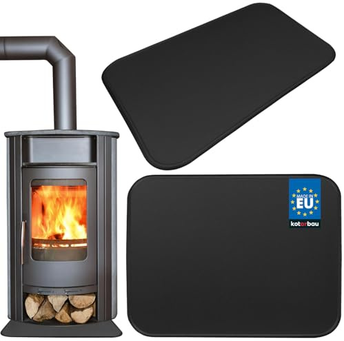 KOTARBAU® - Placa de suelo de chimenea (60 x 80 cm, acero revestido, color negro, protección contra chispas para chimenea y horno