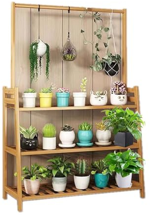 HUHJYUGE Pflanzenregal Holz, Blumenregal Indoor Groß, Pflanzenständer Holz Garten, Blumenleiter Innen, Blumentreppe Balkon Schmal, Blumenständer Balkon Ecke, für Innen Garten Balkon Deko