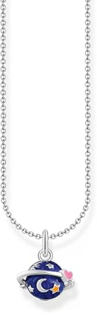 THOMAS SABO Kette mit buntem Saturn-Anhänger 925 Sterlingsilber KE2272-041-7