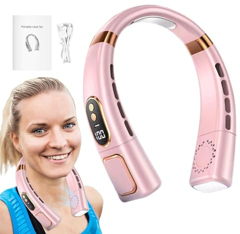 Ventilatore da collo - Ventilatore da collo senza pale a 5 velocità, ventilatore portatile ricaricabile USB da viaggio, ventilatore personale portatile da 4000 mah, ventilatore personale portatile da