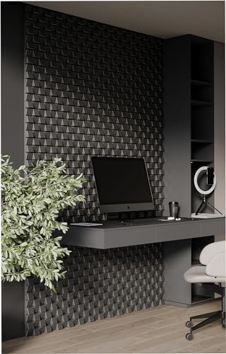 ua acoustics Pack de 18 Tiras acústicas de Pared Tipo listón | Mosaico 3D sin Juntas | Paneles de Madera HDF Decorativos para Home Cinema y podcasts | Color: [Zarina | Negro]