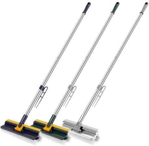 Foppla 3 cepillos para Fregar Suelos con Mango Largo 3 en 1 para raspar y cepillar, Innovador de cerdas rígidas, Multifuncional para Cubierta, Limpiador de Suelos para baño, Cocina