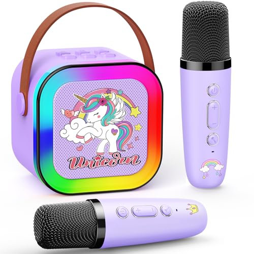 Gralal Karaoke Machine 2 Microphones, Unicorn Gifts for Girls Birthday Presents Toys for 3-12 Year Old Girls Gifts Kids Microphone Birthday Gifts for Girls Toys Age 3-15