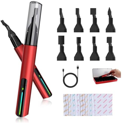 QYOEGSQ Mini levigatrice Alternativa, levigatrice elettrica a Penna con 8 testine di levigatura, 12 Tipi di Carta vetrata, levigatrice for Dettagli Regolabile a 3 Marce con Protezione da sovraccarico