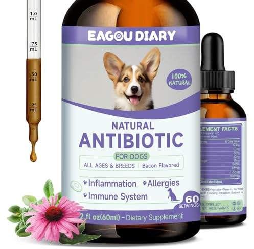 Natürliche Antibiotika für Hunde - Juckreiz Hunde Linderung - Stärkung des Kräuter Immunsystems, Allergie Linderung, Gegen Juckreiz, Pflanzliche Antibiotika Tropfen für Kräuter mit Vitaminen
