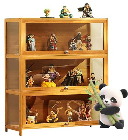 Ddasam Sammlervitrine, setzkasten mit Scheibe, Wandvitrine für Sammlerstücke Aufbewahrungsschrank mit für Miniaturmodelle von Autos, Figur, Modellbau106×70×33cm,Vitrine mit 3 Fächern