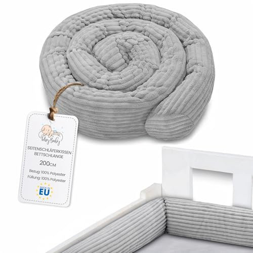 Totsy Baby Seitenschläferkissen Bettschlange Body Pillow 200 cm Lincoln - Kopfkissen lang Bettrolle Schlafkissen Nackenrolle Grau C