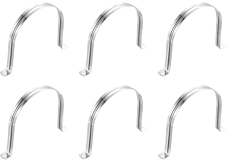 QUARKZMAN 6 Stück Rohrschellen, 120mm(4,72) 201 Edelstahl 2-Loch U-förmige Halterung Rohrhalter Rohrschellen zur Befestigung von Rohrleitungskabeln