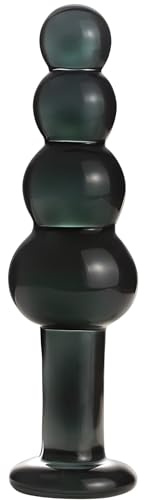 Dildo en verre perles anales – Stimulation G-spot avec perles graduées, plug anal pour femmes & couples, jouet sexuel adulte pour masturbation, plaisir anal, stimulation rectale (noir)