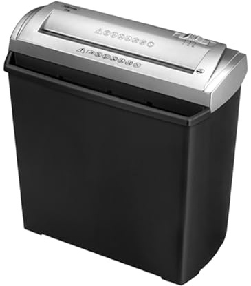 Fellowes Shredder FS-5S for Home Use - 5 Sheet Strip Cut Paper Shredder for Personal Use - Home Office Shredder with 11 Litre Bin - Security Level P1 - Black