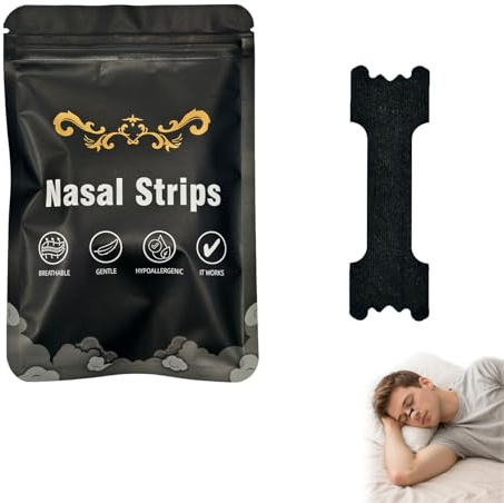 60pcs Nose Plaster for snoring, Nasal Strips and Nasal Congestion – Improves Sleep Quality, Medication-Free, Easy to use for Sports and Sleep (Black)