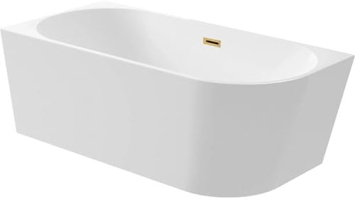 Aquauno, vasca angolare indipendente sinistra 160 x 80 cm, ovale in acrilico sanitario di alta qualità, vasca da bagno in acrilico con scarico click, troppopieno, copertura, telaio in acciaio e