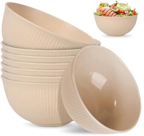 LEKEFETO Müsliskålar 8: 680 ml okrossbar soppskål, återanvändbar skålskål, BPA-fri, plastskålar salladsskålar mikrovågsugn och diskmaskin säker