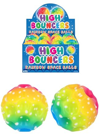 HENBRANDT 1x 7cm High Bounce Rainbow Space Ball - Colourful Bouncy Ball, Party Bag Fillers, Stocking Fillers, Novelty Toy