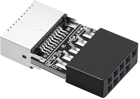 Xelsluthe Mainboard Header Adapter, USB 2.0 zu USB 3.2 Gen 1 Header Adapter für Mainboard, 9 Pin Headers interner Konverter Frontpanel Anschluss mit Key A Buchse Typ E