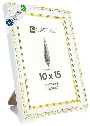 CABBEL Marco de fotos CELI 10x15 cm Dorado/Blanco – Marco barroco vintage – Acrílico resistente – Para fotos y pósters – Decoración salón