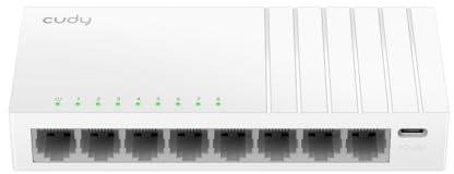 Cudy 8-Port-Gigabit-Ethernet-Switch (unmanaged), Professional, GS108U | 8x GbE RJ45, Typ-C, Stromversorgung über Laptop/Fernseher/Powerbank, 16 Gbit/s Übertragungsrate, 170 m Reichweite (Cat5e)
