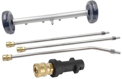 Homyl Unterbodenreiniger Hochdruckreiniger Wasserbesen Auto Waschaufsatz Aluminiumlegierung Edelstahl Vier Düsen für Autowerkstätten Fahrzeugpflege Außenein, Schwarz