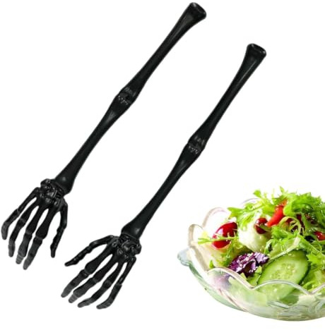 Salladstång i form av en Skeletthand 31 cm lång Halloween Halkfri och Rolig | Skelettarmdesignade salladsservrar för fest, middagsbjudning, restaurang, café, , bar och bufféer