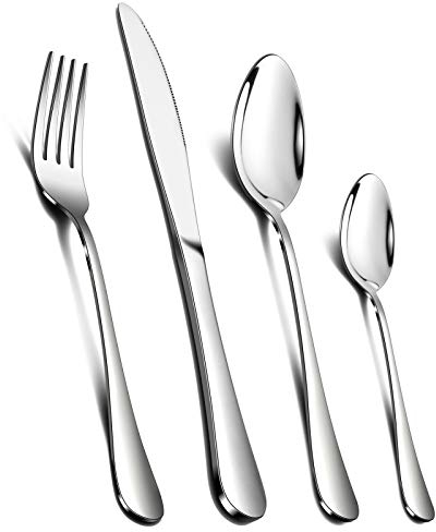 Cutlery Set, 32 Piece Stainless Steel Flatware Silverware Set with Dinner Knife Spoon Fork, Service for 8 - Mirror Finish and Dishwasher Safe