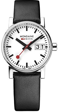 Mondaine – Evo2 damklocka 30 mm – officiella schweiziska järnvägar armbandsur datumfunktion – 30 m vattentålig – safirkristall – olika variationer – klockor för män och kvinnor, armband