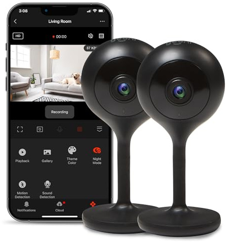 Geeni Look 1080p Indoor Security Camera – 2-Pack Full HD WiFi Indoor Camera with 2-Way Audio, Motion Detection, & Night Vision – Support for Alexa & Google Assistant
