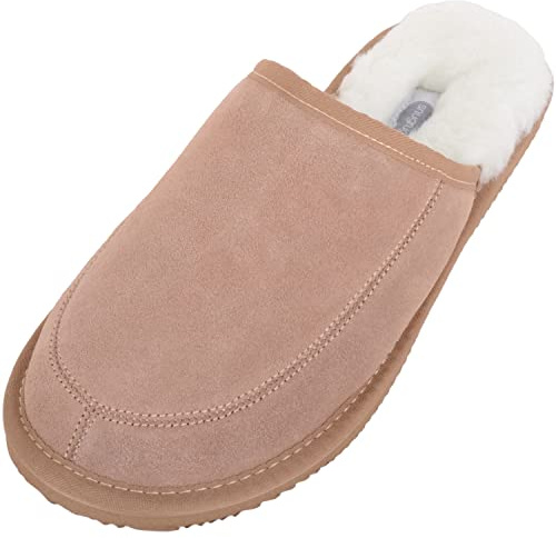 SNUGRUGS Ciabatte in lana d'agnello con suola leggera, Marrone (Cammello), 44 EU