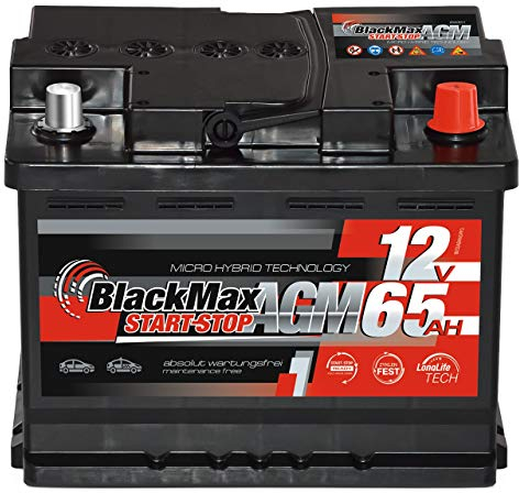 BlackMax Autobatterie AGM 65Ah 12V Start-Stop Starterbatterie VRLA statt 60Ah