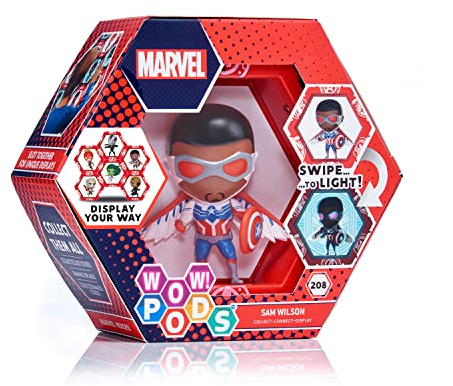 WOW! PODS Marvel Avengers Collection – Sam Wilson | Figurine de Super-héros Lumineuse à tête branlante | Jouets et Cadeaux Officiels Marvel | Numéro 208 dans la série