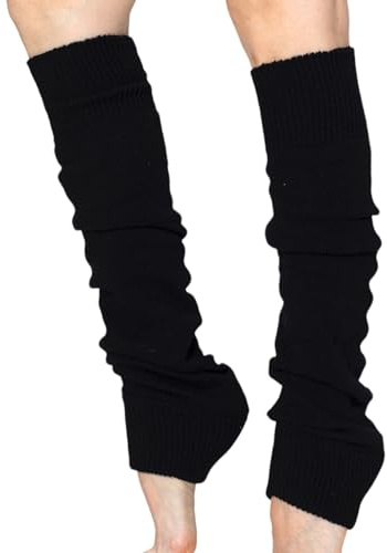 NITESHEYS Lambswool Winter Leg Warmer Natural Wool Footless Long Socks (One Size, Black, 1)
