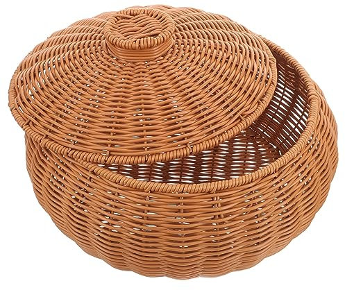 Woven Storage Basket Rattan Tray Woven Basket for Bread Wicker Fruit Bowl Wicker Storage Bins Bread Basket Garlic Bread Egg Basket for Storage Plastic Multifunction Willow Basket