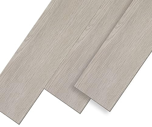 UISEBRT PVC Bodenbelag Selbstklebend Fliesen Vinylboden Holz-Optik, 91,44 x 15,24 x 0,2 cm, 36 Stück für ca. 5 m², Dekor-Dielen für Küche Wohnzimmer Balkon (Beigegrau)