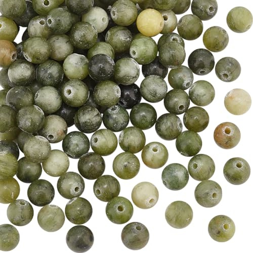OLYCRAFT 116~120 Stück 6mm Natürliche Grüne Jadeperlen Natürliche Edelsteinperlen Energiesteinperlen Chinesische Grüne Jadeperlen Runde Abstandsperlen Mit 1mm Loch für Schmuckherstellung