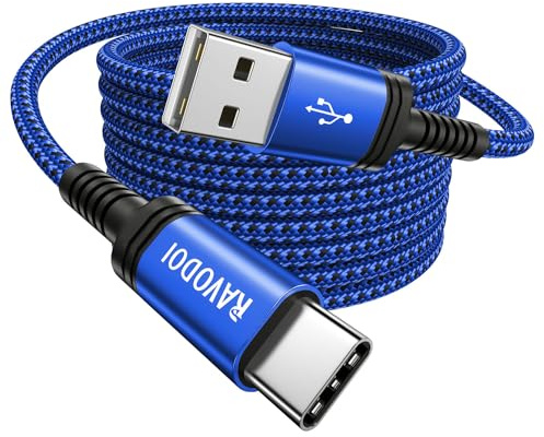USB C Kabel 3M QC3.0 Ladekabel USB C, USB auf USB C Kabel Nylon Schnellladekabel USB C für iphone 15 Pro max, Samsung Galaxy S24 S23 S22 S21 S20 S23 S10 A12 A21s A20e A40 A32, Google Pixel 7 6, PS5