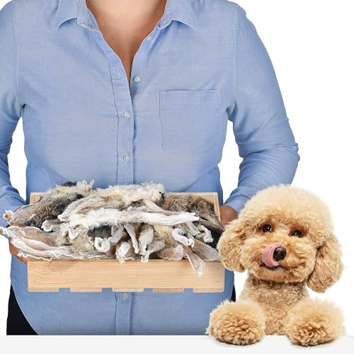 Oreilles de Lapin avec Fourrure 500g (Environ 35–45 pièces) | Friandises à mâcher Naturelles | sans céréales | Séchées à l’air | pour Une Alimentation Naturelle