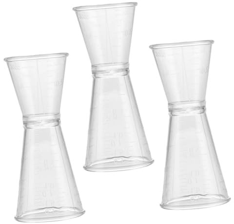 CONGARTENO Juego De 3 Tazas Medidoras Dobles 60 Ml Plástico Transparente Medidor Bebidas Accesorio De Bar Bartender Para Fiestas y Cócteles