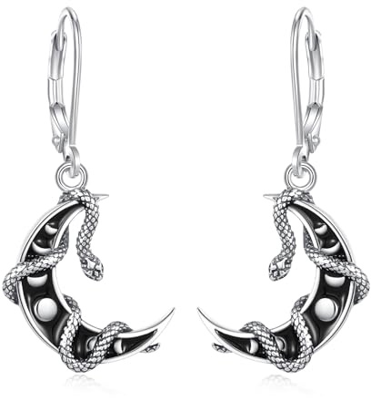 EUDORA Harmony boll sterlingsilver 925 livsträd turkos månsten/snöflinga/vintage orm måne/söt hav hög landko örhängen smycken örhängen gåva för kvinnor, Sterlingsilver, Ingen ädelsten