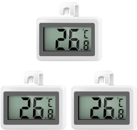 AiQInu 3 Pezzi Termometro Frigorifero Mini, Magnetico Termometro Digitale con Gancio, Campo di Misura -50°C a +70°C, Termometri Frigo Congelatore per Casa Ristoranti Bar