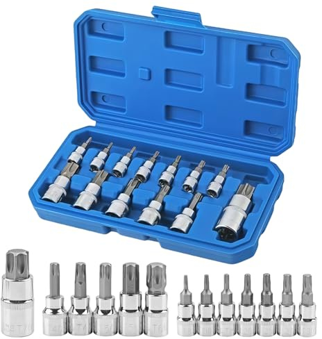 WIYETY Set di 13 chiavi a bussola esagonali interne: set di chiavi esagonali da 1/2 3/8 1/4 pollici, cromo vanadio, set di prese Allen da 2-14mm con scatola di conservazione, per manutenzione di