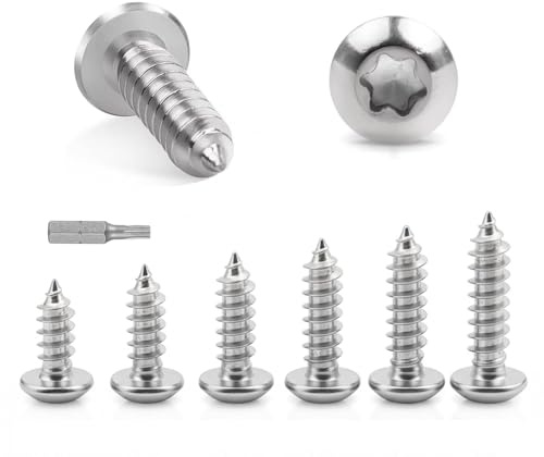 205 Pcs Tornillos Autoperforantes de Cabeza Avellanada Torx con de Acero Inoxidable Set M4 para Proyectos DIY de Ensamblaje en Madera y Metal - Acero Inoxidable 304,(M4x16/20/25/30/35)