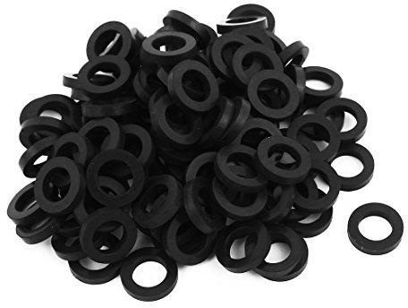 sourcing map 100 Stück Flache Gummi Unterlegscheiben Gummischeiben 16mm AD 10mm ID 3mm Dicke