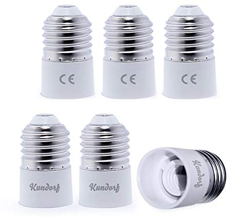 Kundorf 6 Stück Lampensockel Lampenfassung Adapter Konverter E27 auf E14 Fassung für LED Halogen Energiespar Lampen weiß
