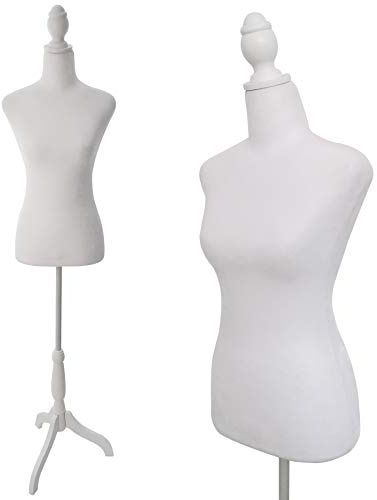 White Female Mannequin Torso Dress Form Black Tripod Stand Base Style