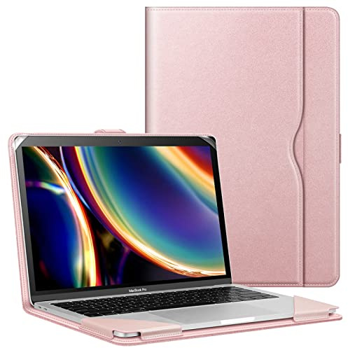 Fintie Hülle Kompatibel mit MacBook Air 13.6 (2024-2022 M3 M2) | MacBook Air 13 (2020-2018 M1 ) / Pro 13 (2022-2016 M2 M1), Folio Book Schutzhülle mit Dokumentschlitze, Roségold
