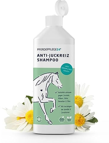 PFERDEPFLEGE24 Pferde Shampoo Anti Juckreiz 500ml - Juckreiz lindern & Haut regenerien - Natürliches Pferdeshampoo gegen Juckreiz, Milben, Pilz-, Floh & Parasiten