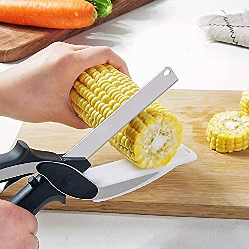 Thstheaven Clever Cutter, Food Chopper, Kitchen Food Scissors with Cutting Board Built-in-Use for Quick and Easy Cutting as Food Shears, Vegetable Slicer, Fruit Cutter
